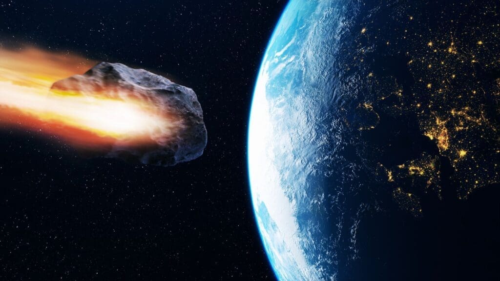 (alt="An asteroid about to hit Earth")
